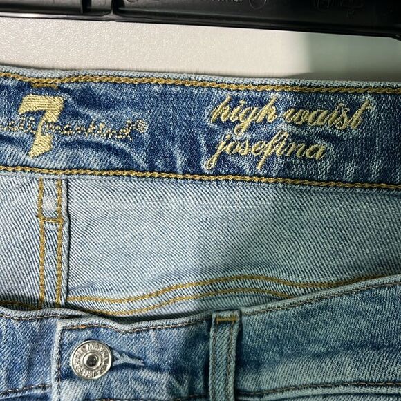 7 For All Mankind High Waist Josefina Distressed Raw Hem Boyfriend Jeans Size 29 - Picture 6 of 7